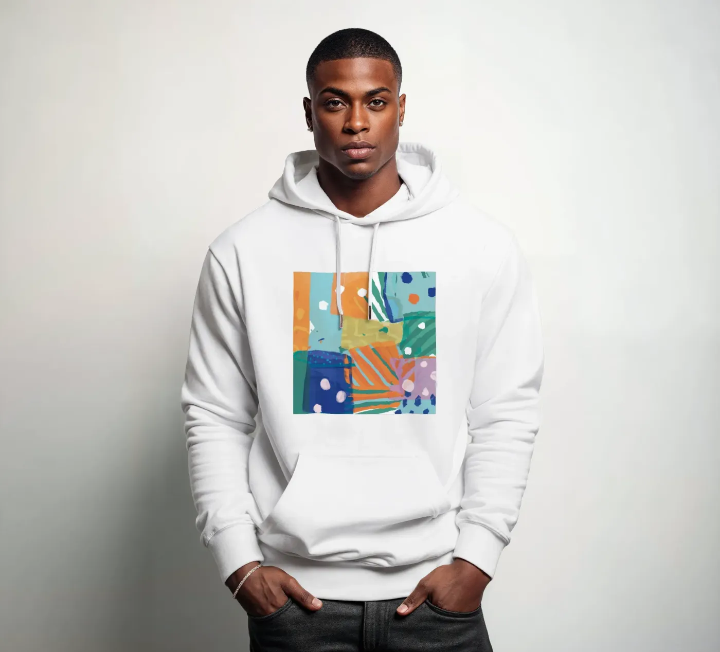 Texture patchwork astratta felpa con cappuccio da Frosh Pallete