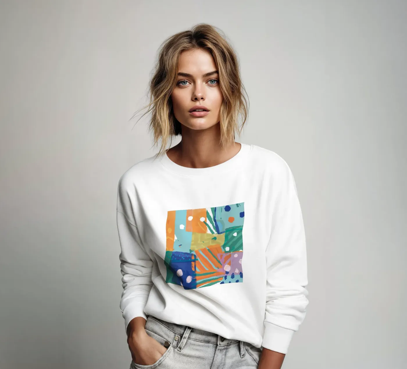 Patchwork Texture Abstract Sweatshirt von Frosh Pallete