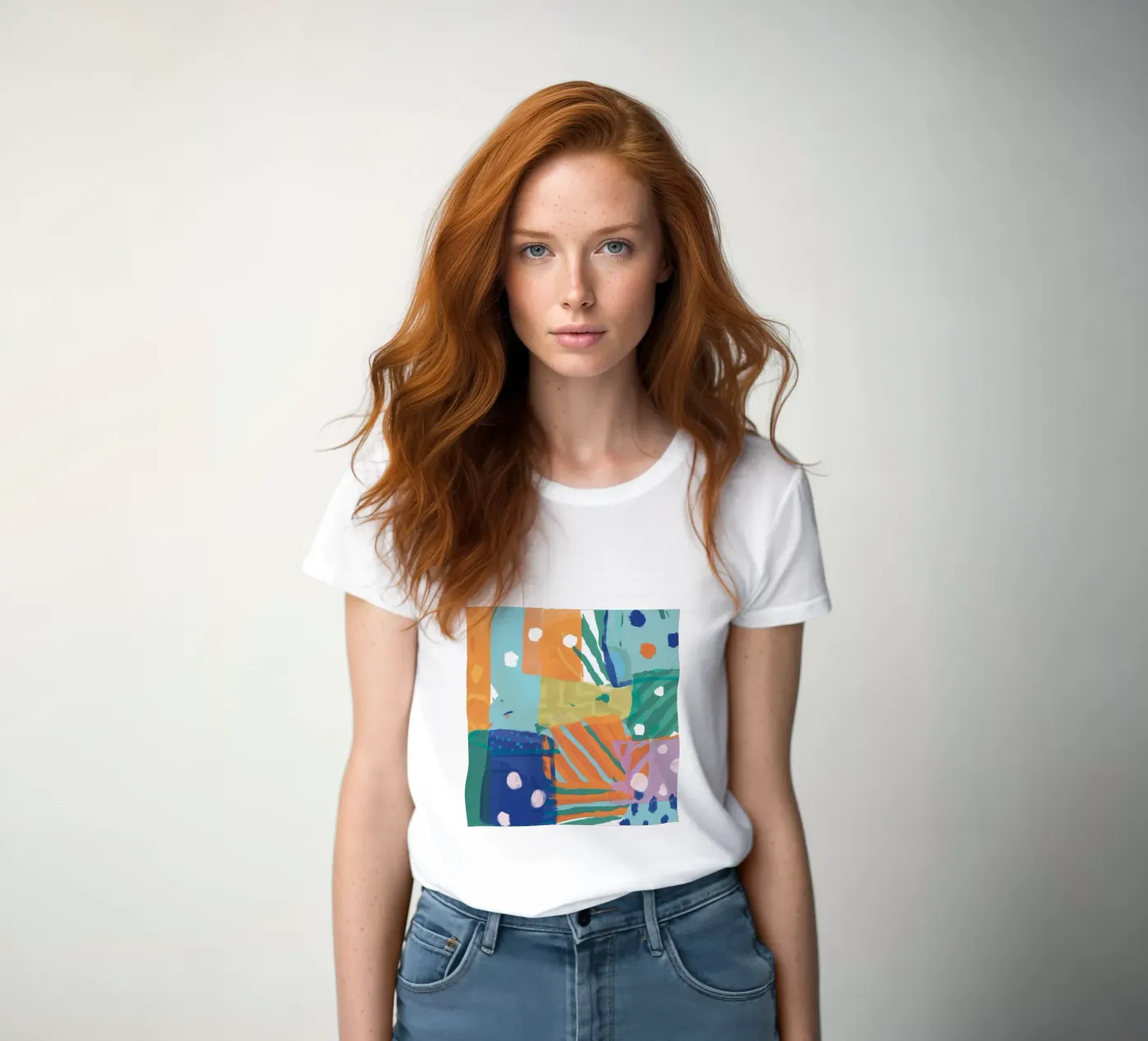 Patchwork Texture Abstract women's fitted t-shirt by Frosh Pallete