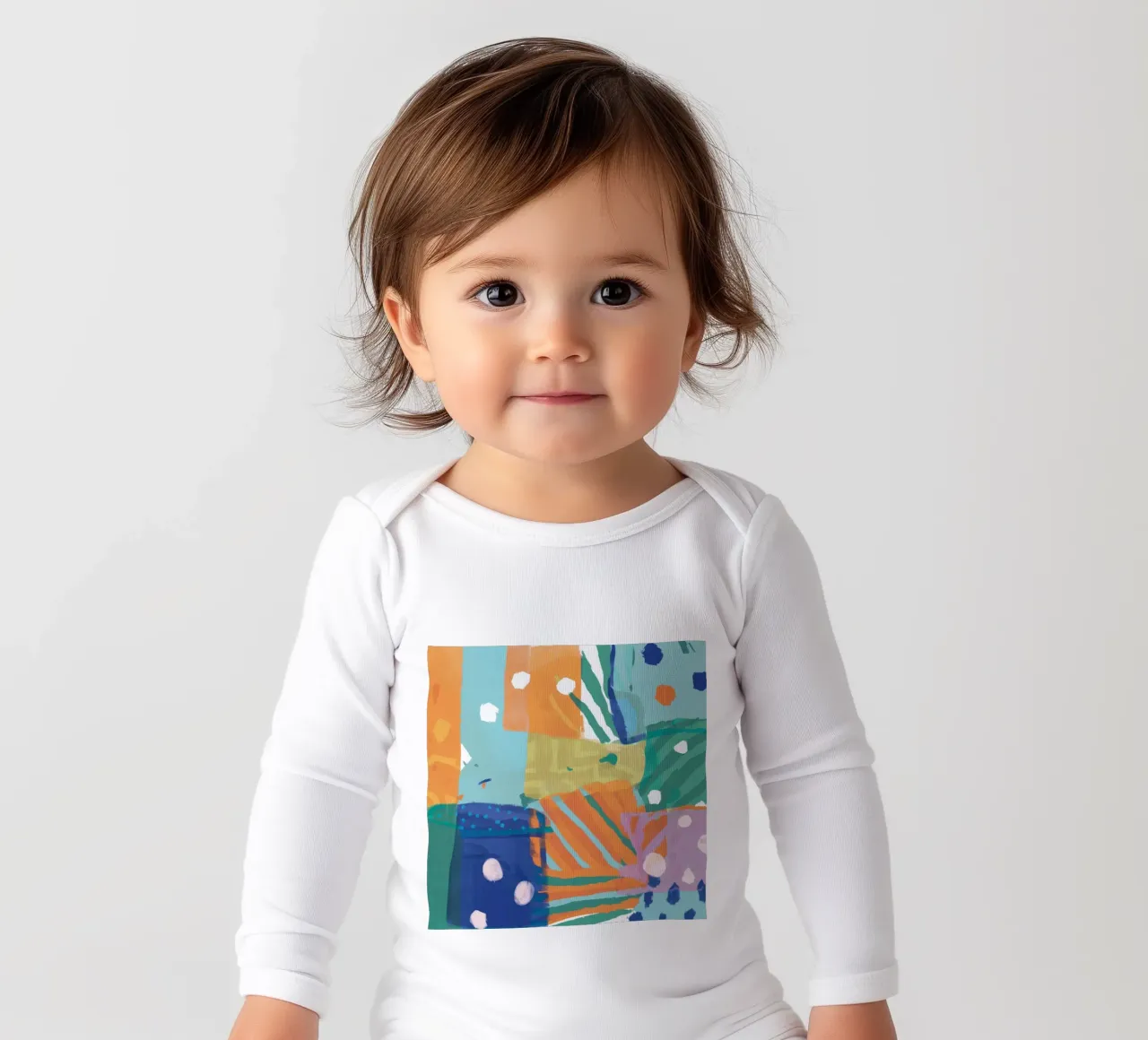 Patchwork Textuur Abstract babyrompertje lange mouwen van Frosh Pallete