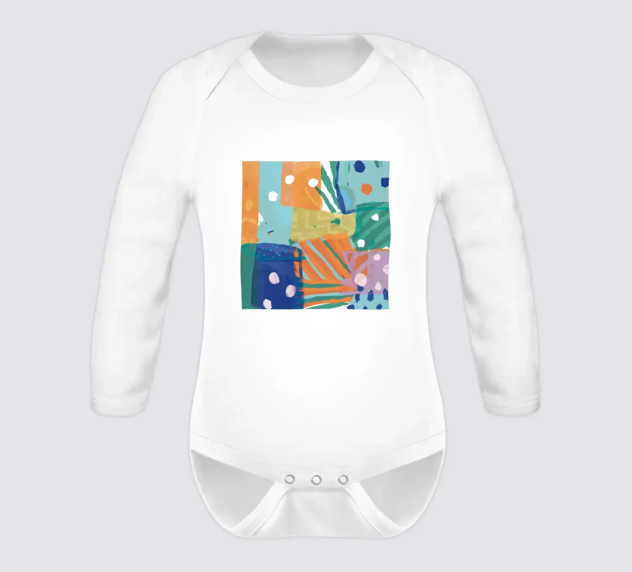 Patchwork Textuur Abstract babyrompertje lange mouwen van Frosh Pallete