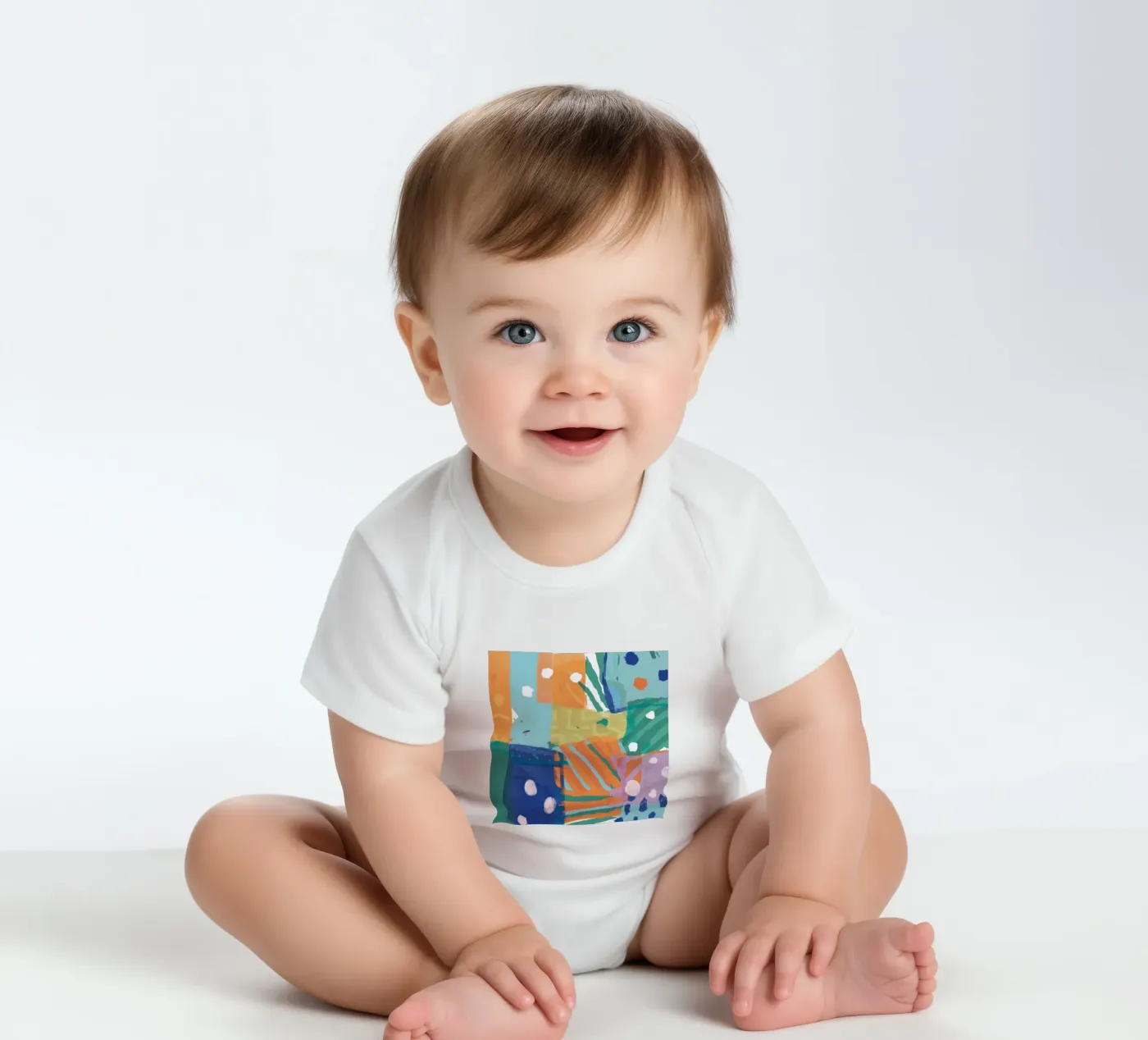 Patchwork Textur Abstrakt Kurzarm Babybody von Frosh Pallete