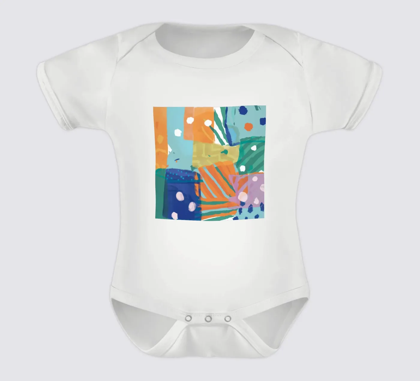 Patchwork Textur Abstrakt Kurzarm Babybody von Frosh Pallete