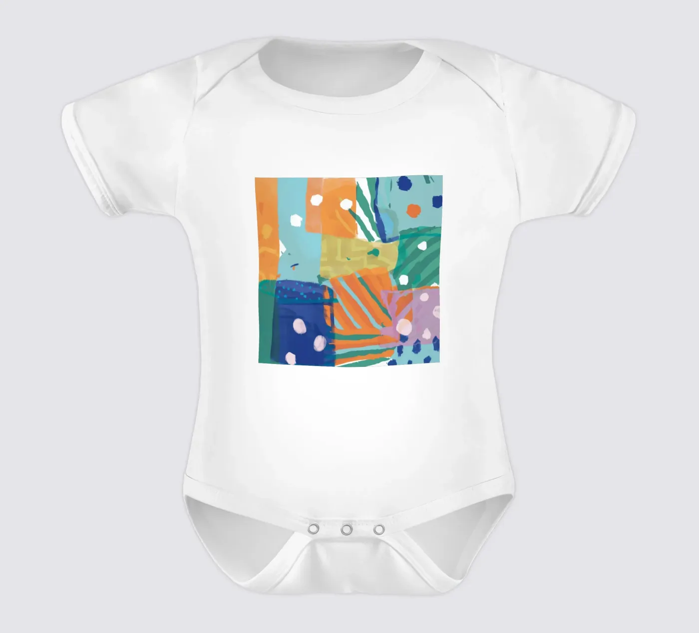 Patchwork Textur Abstrakt Kurzarm Babybody von Frosh Pallete