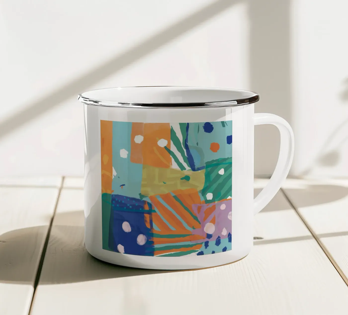 Patchwork Texture Abstract emaille mok van Frosh Pallete