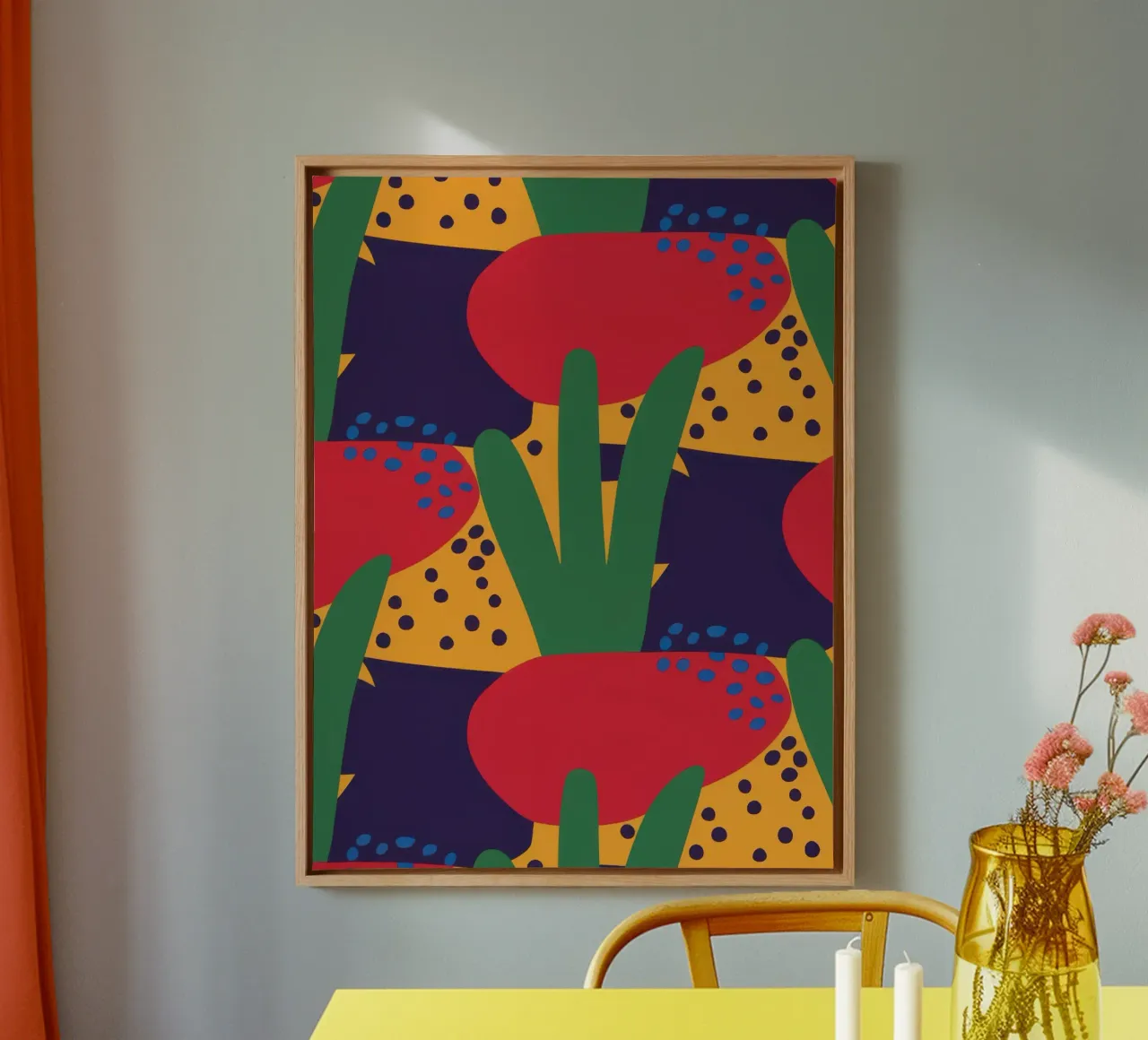 Red Beast Pattern canvas with Floater frame by Thistle Bloom