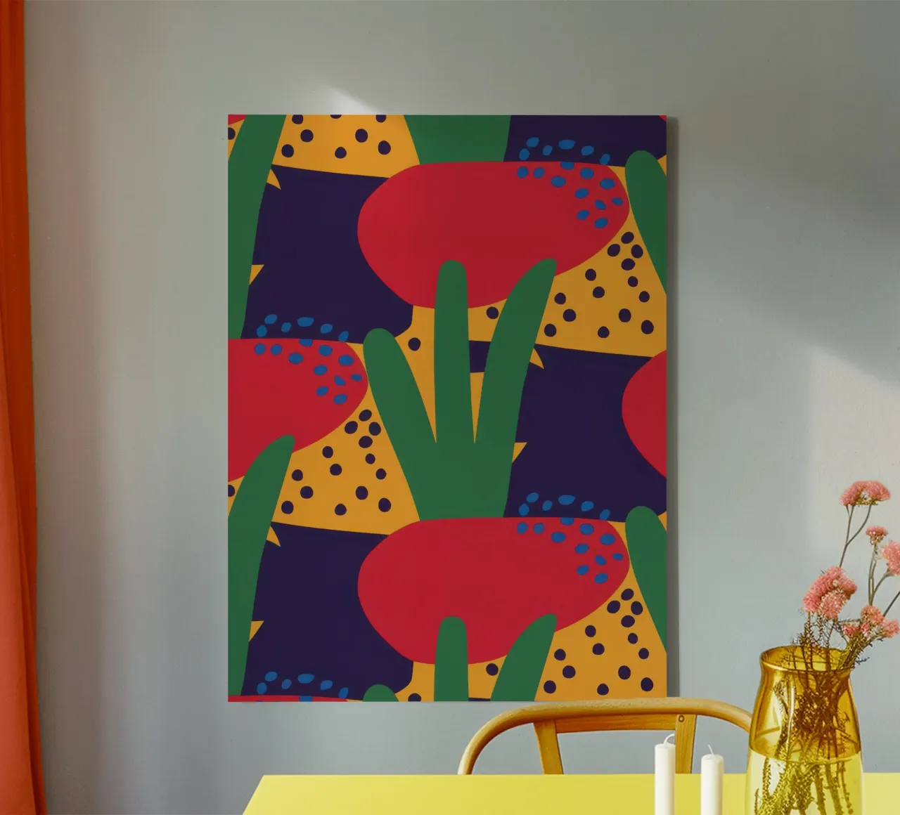 Red Beast Pattern canvas with Floater frame by Thistle Bloom