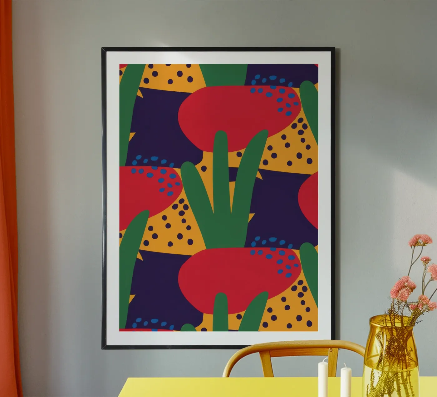 Red Beast Pattern poster van Thistle Bloom