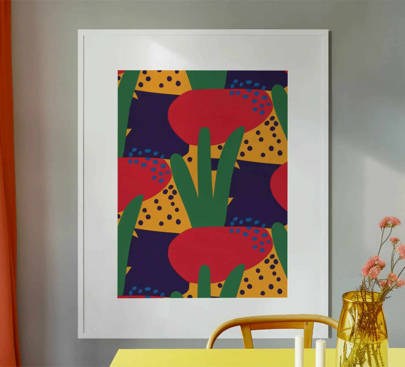 Red Beast Pattern poster van Thistle Bloom