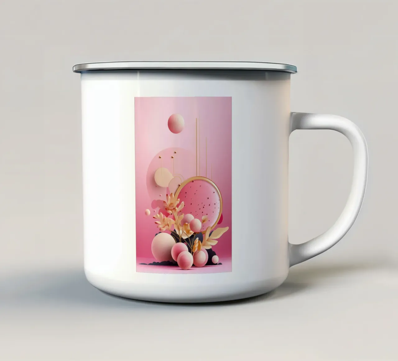 Bubblegum Oro Astratto Floreale 6 tazza in smalto da Tameo