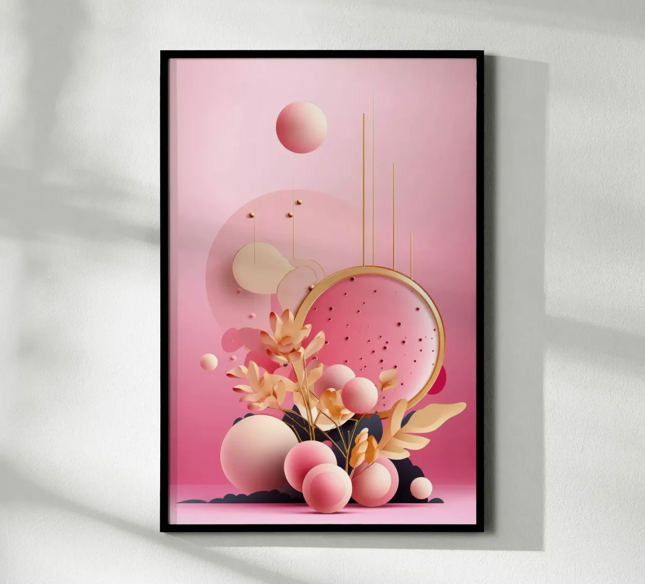Bubblegum Oro Astratto Floreale 6 poster con telaio in plastica da Tameo