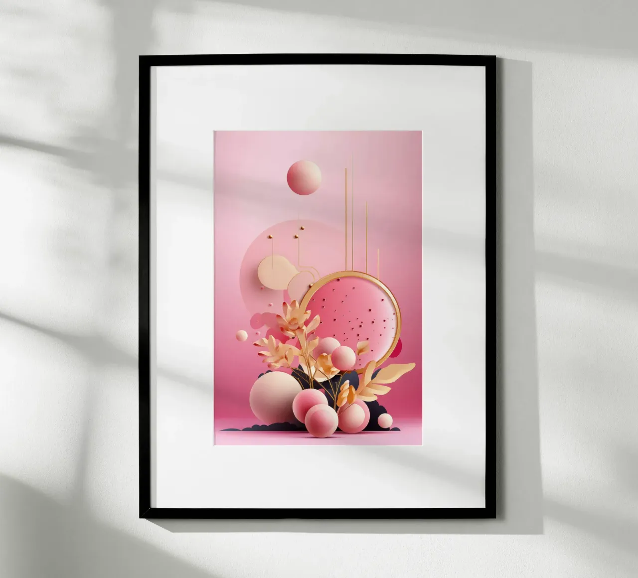 Bubblegum Oro Astratto Floreale 6 poster con telaio in plastica da Tameo