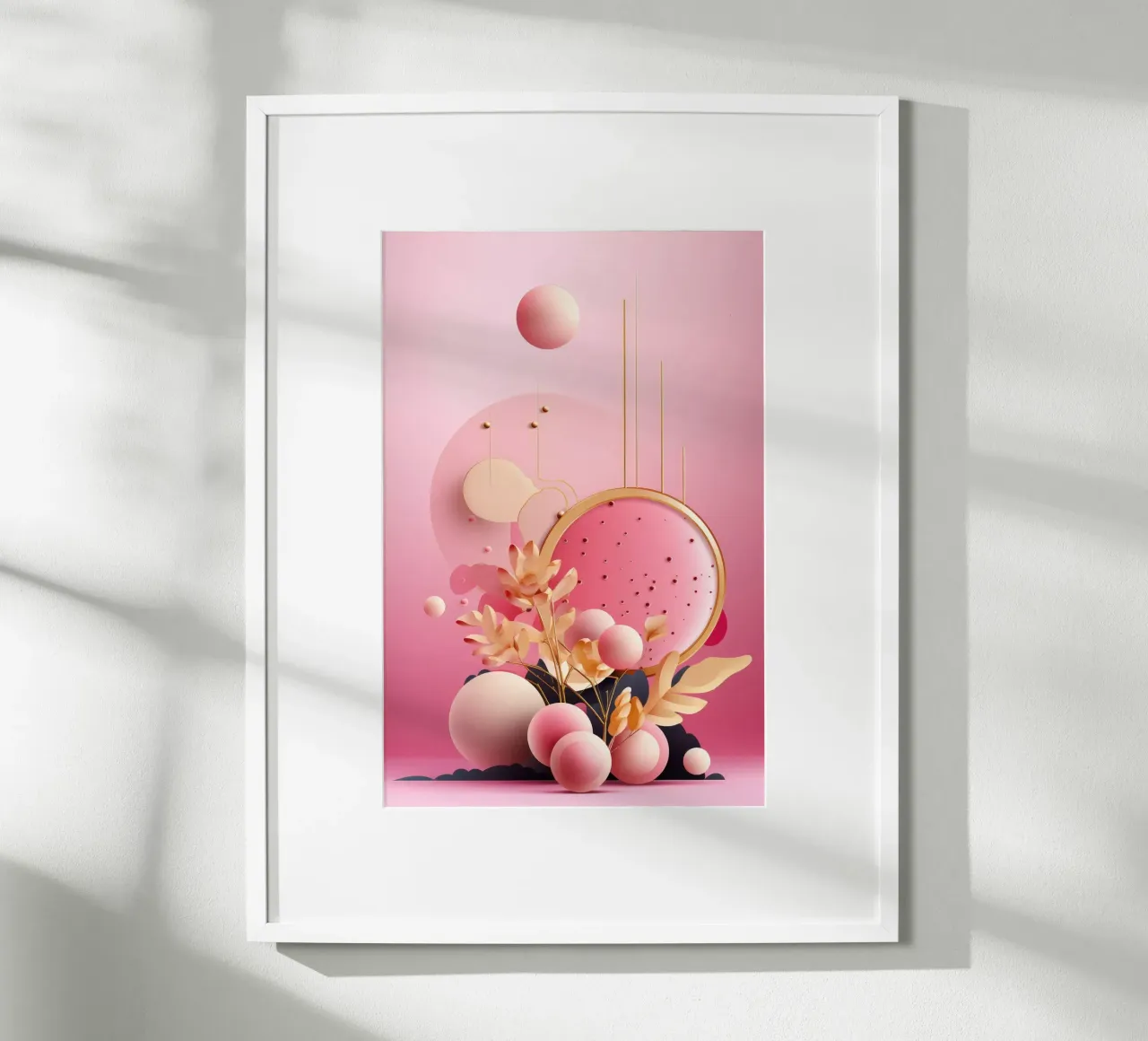 Bubblegum Oro Astratto Floreale 6 poster con telaio in plastica da Tameo