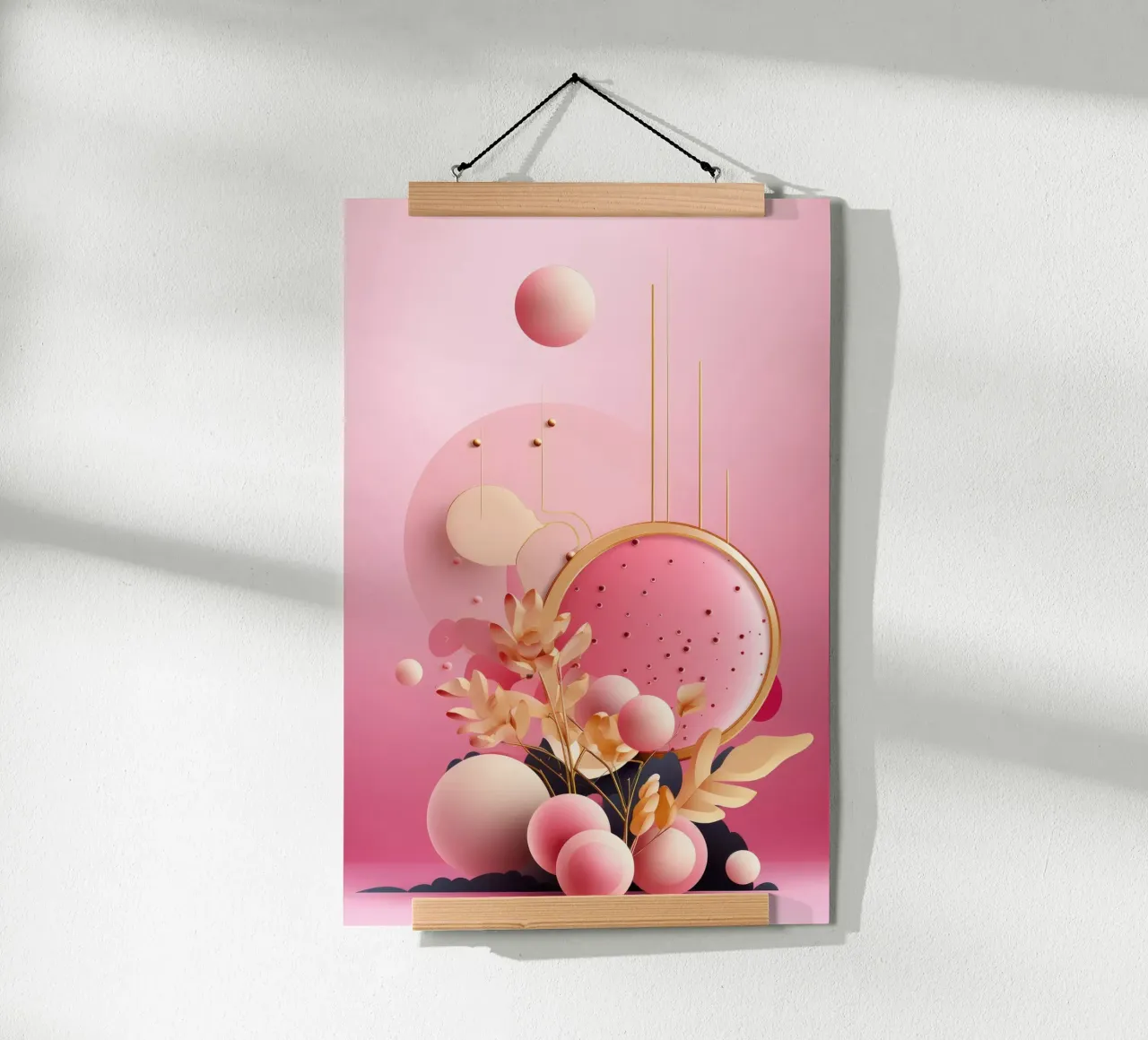 Bubblegum Oro Astratto Floreale 6 poster con telaio in plastica da Tameo