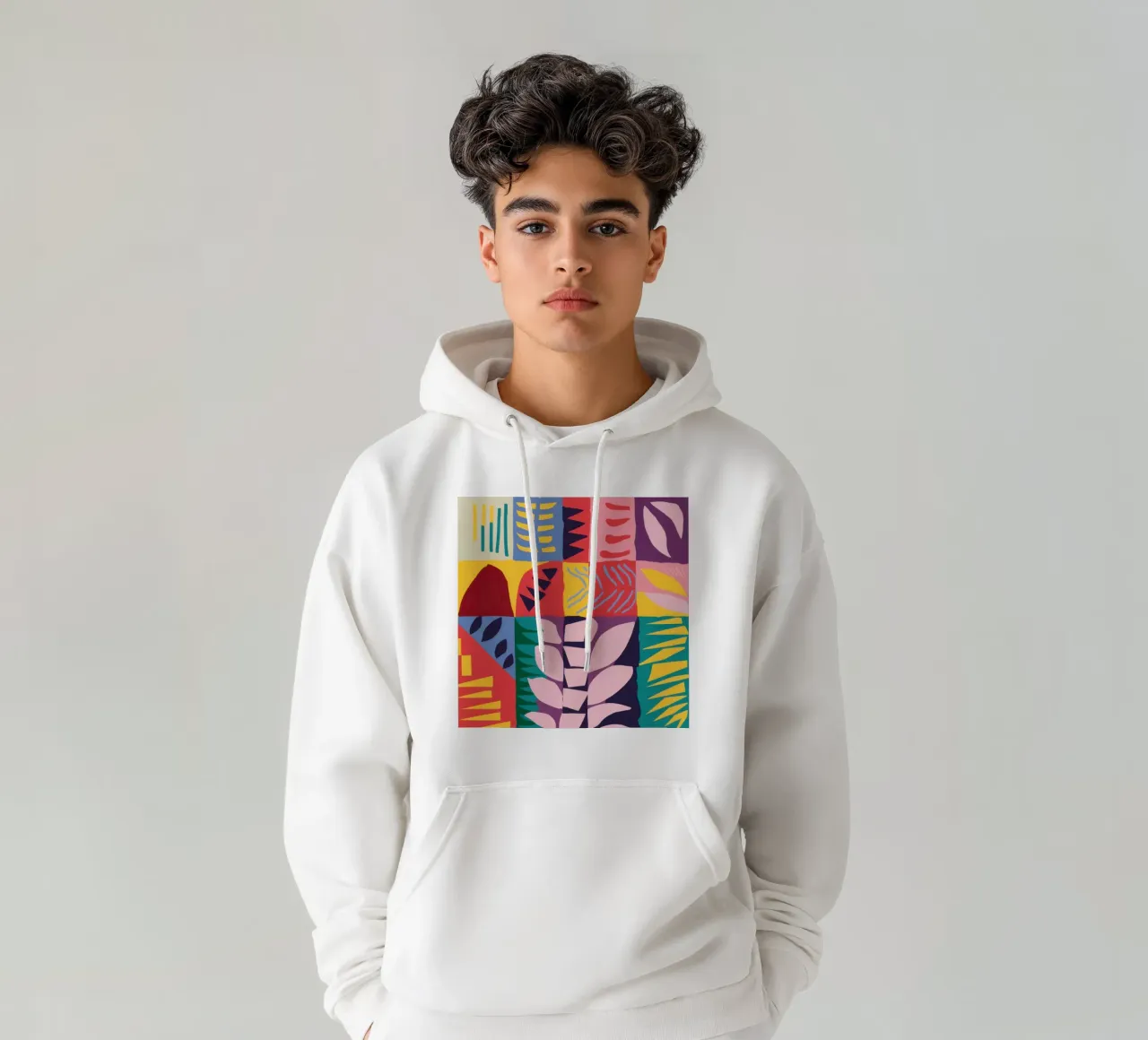 Patchwork-Muster Raster Hoodie von Obs Canvas
