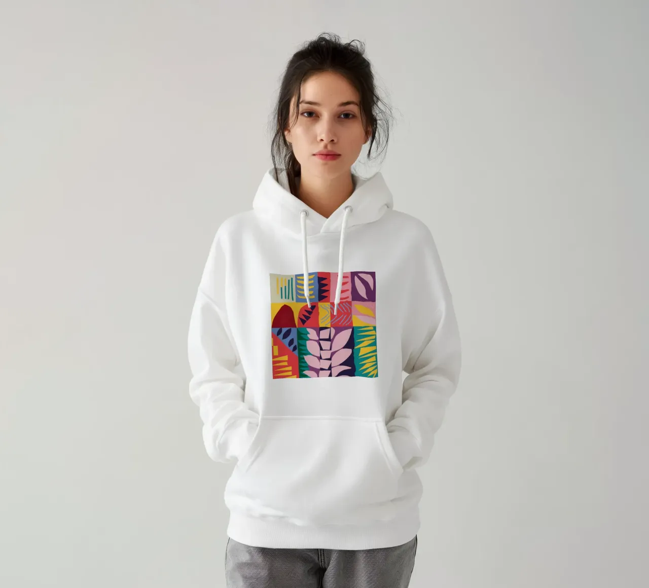 Patchwork Pattern Grid sudadera con capucha de Obs Canvas
