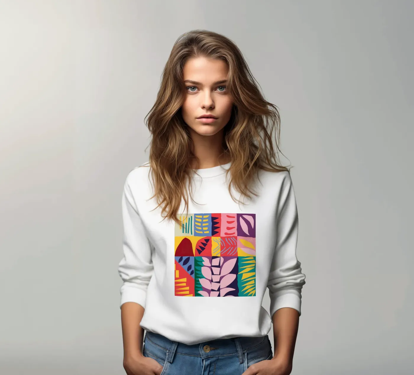Patchwork Pattern Grid sweatshirt by Obs Canvas