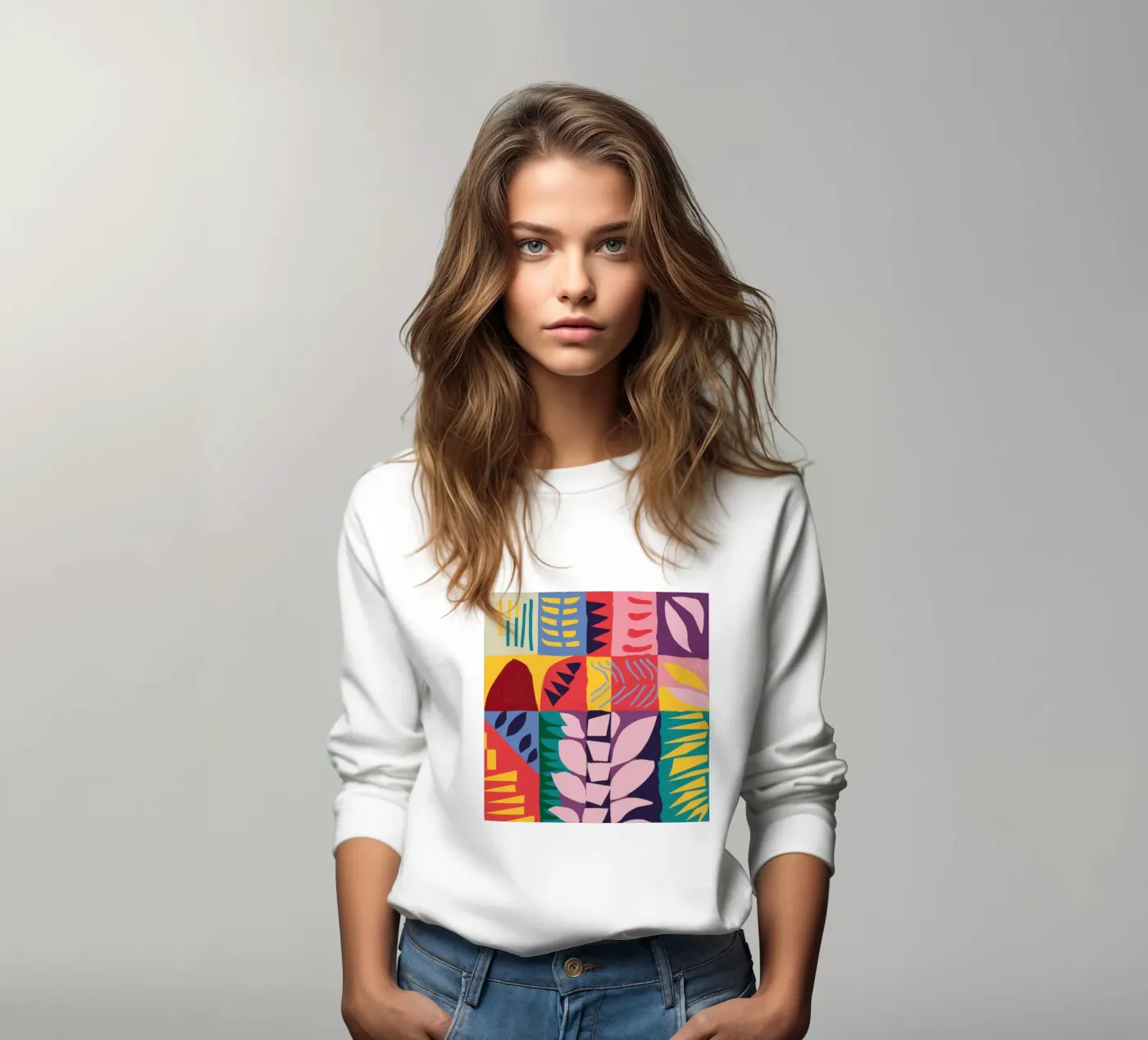Patchwork Pattern Grid sweatshirt by Obs Canvas