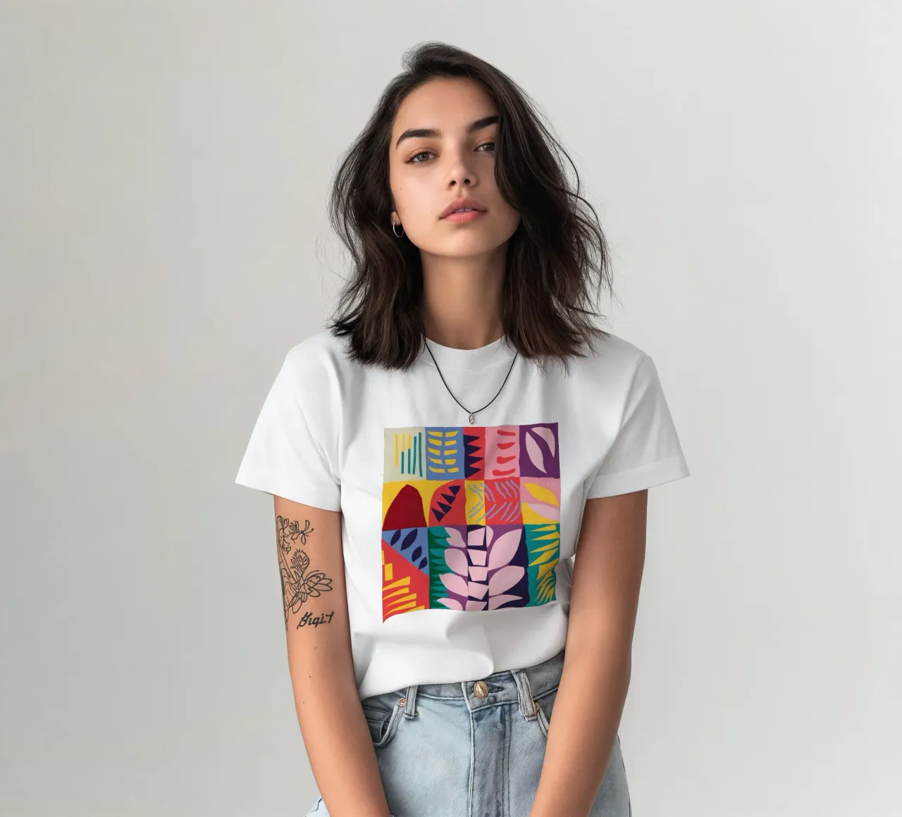 Patchwork-Muster Raster T-Shirt von Obs Canvas