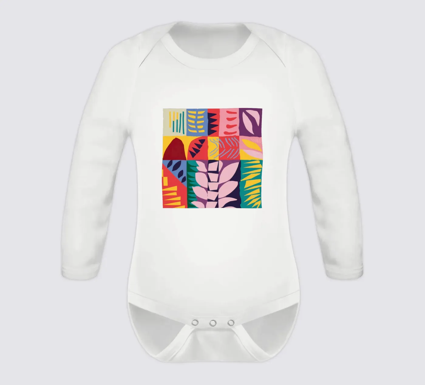 Patchwork Pattern Grid body neonato maniche lunghe da Obs Canvas