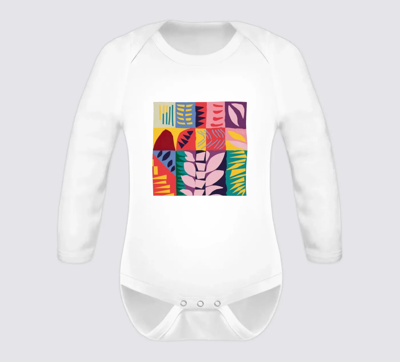 Patchwork Pattern Grid body neonato maniche lunghe da Obs Canvas