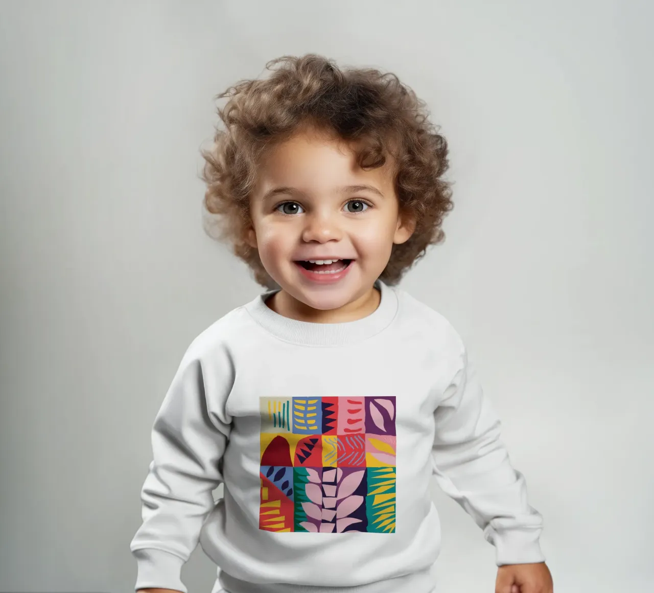 Patchwork Pattern Grid baby sweatshirt by Obs Canvas