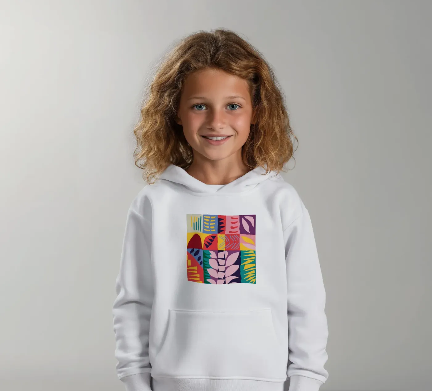 Patchwork Pattern Grid Kinder Hoodie von Obs Canvas