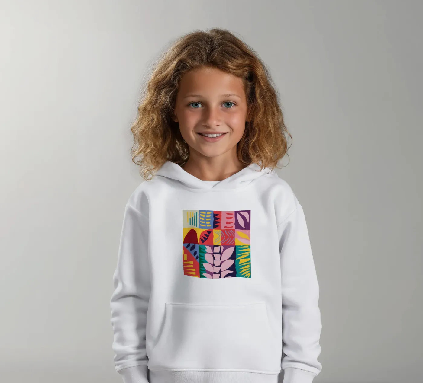 Patchwork-Muster Raster Kinder Hoodie von Obs Canvas