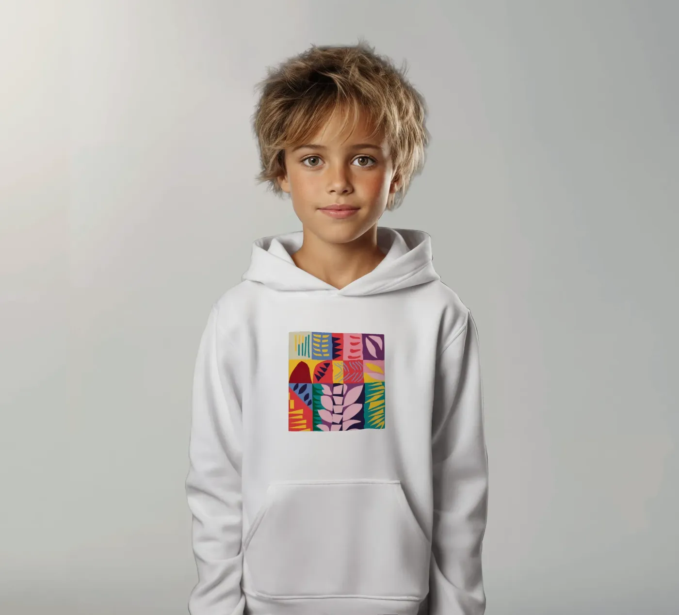 Patchwork Pattern Grid Kinder Hoodie von Obs Canvas