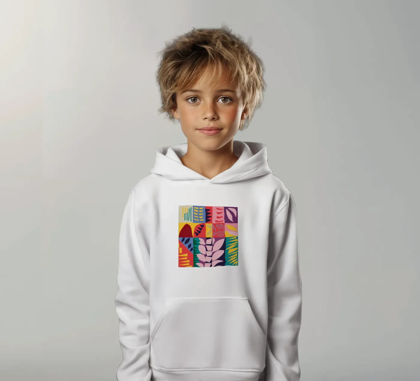 Patchwork Pattern Grid Kinder Hoodie von Obs Canvas