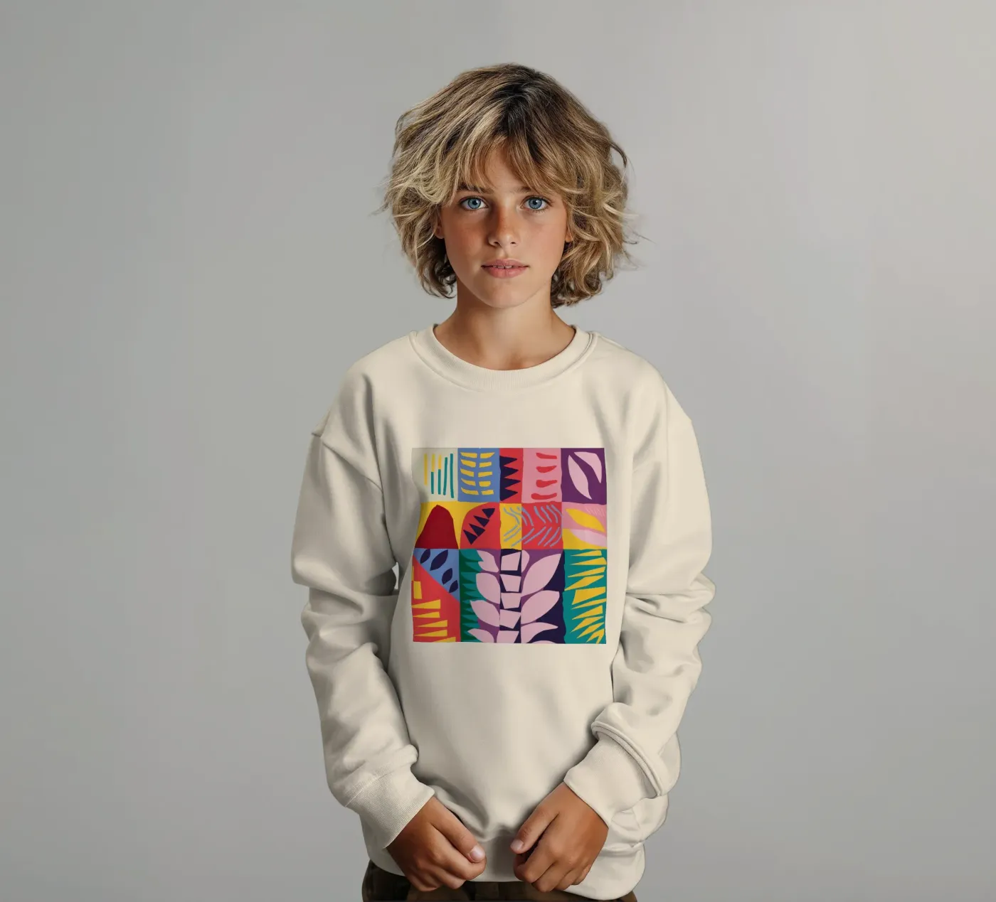 Patchwork Pattern Grid sweat enfant de Obs Canvas