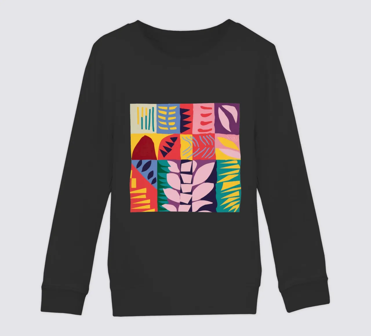 Patchwork Pattern Grid kids sweatshirt by Obs Canvas