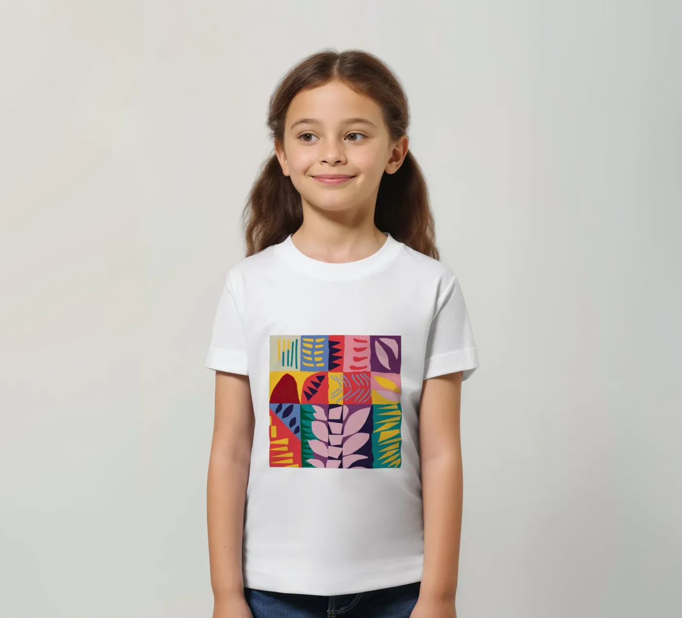 Patchwork Pattern Grid t-shirt bambini da Obs Canvas