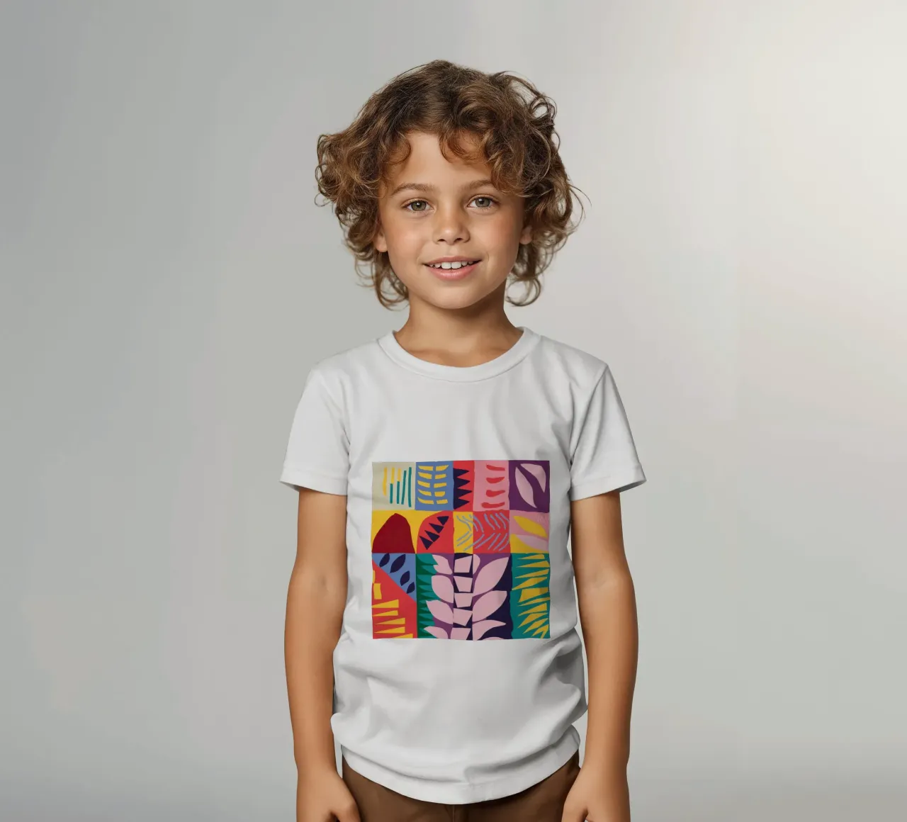 Patchwork-Muster Raster Kinder T-Shirt von Obs Canvas
