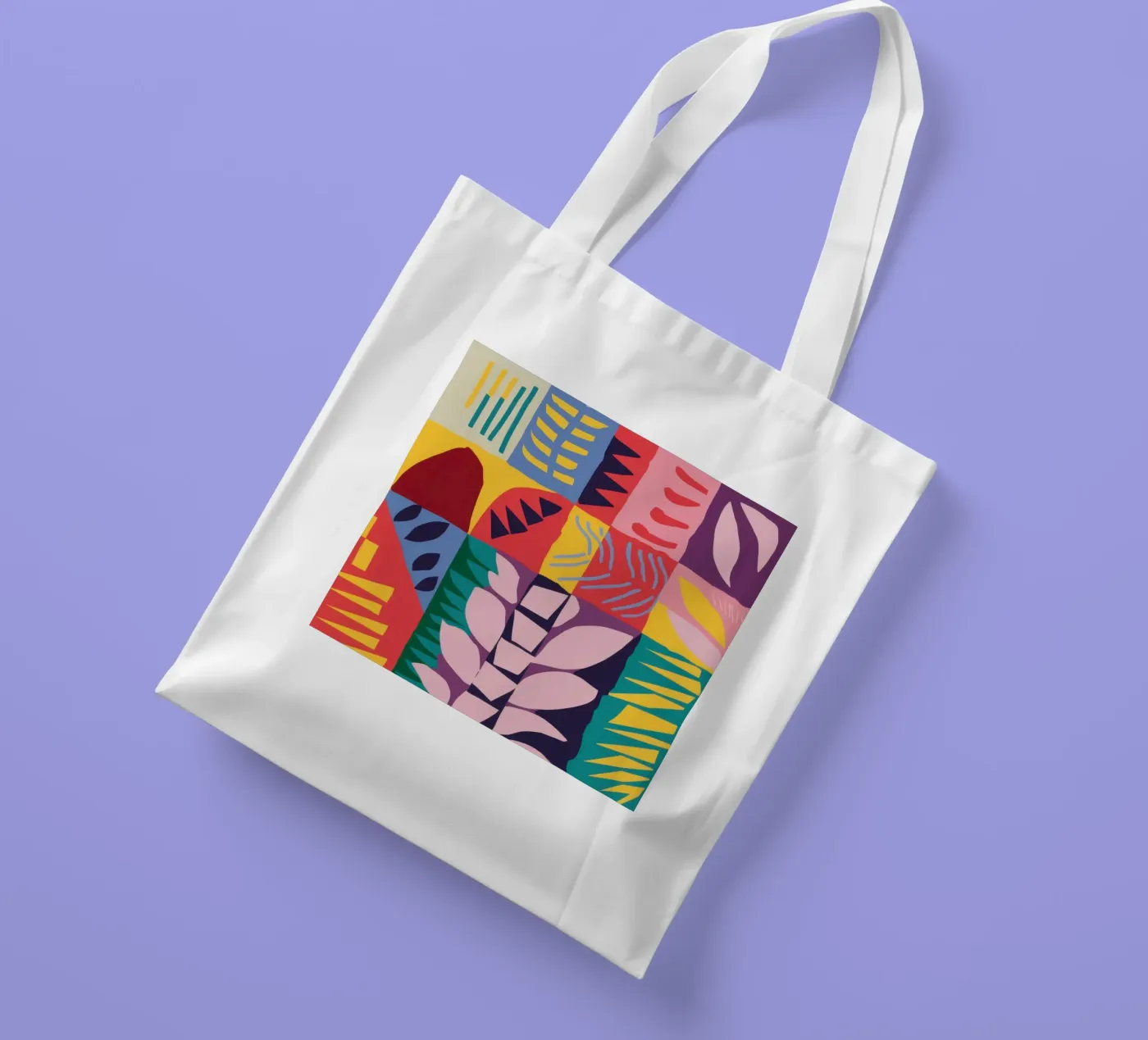 Patchwork Pattern Grid borsa in juta da Obs Canvas