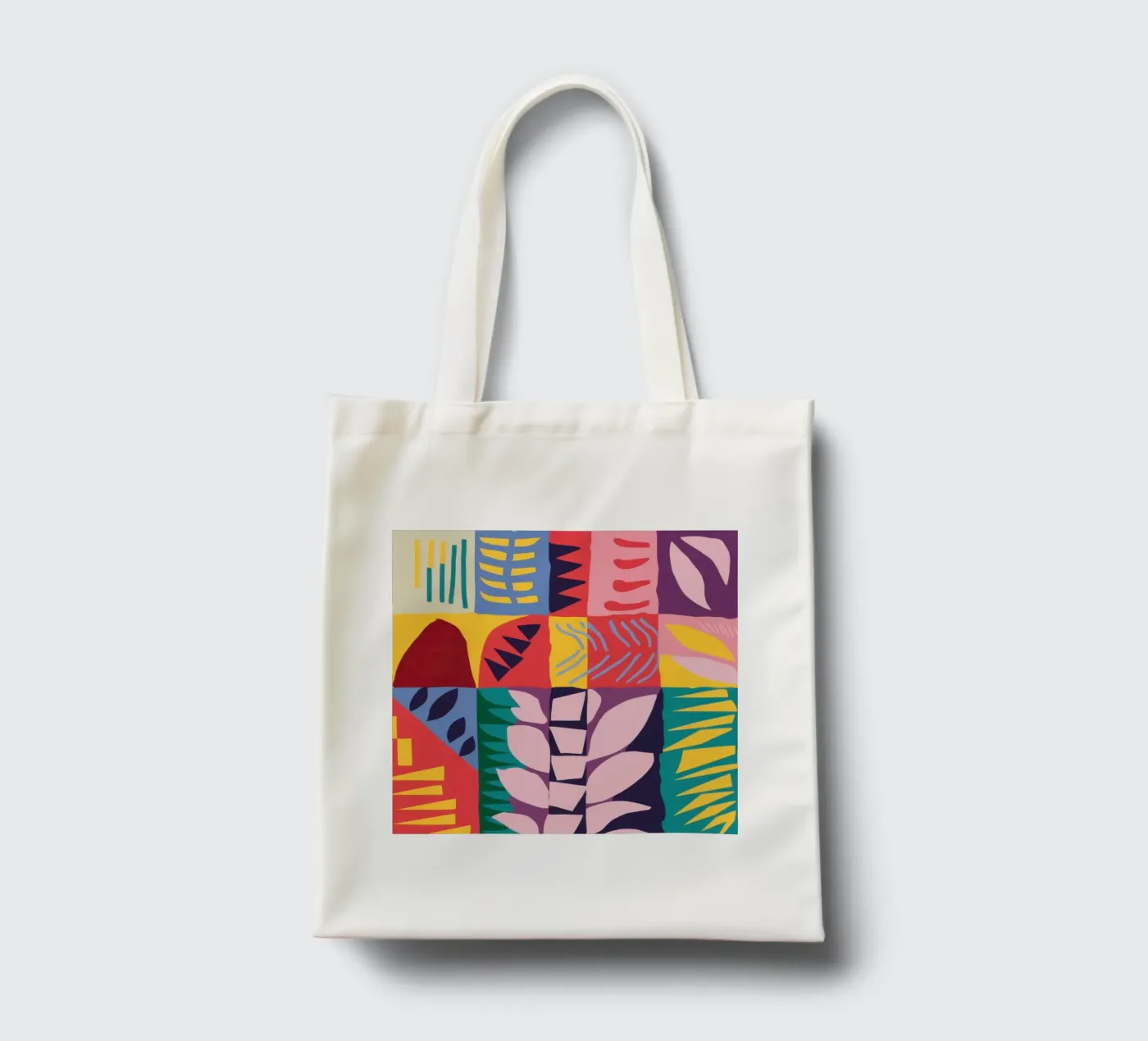 Patchwork Pattern Grid Jutebeutel von Obs Canvas