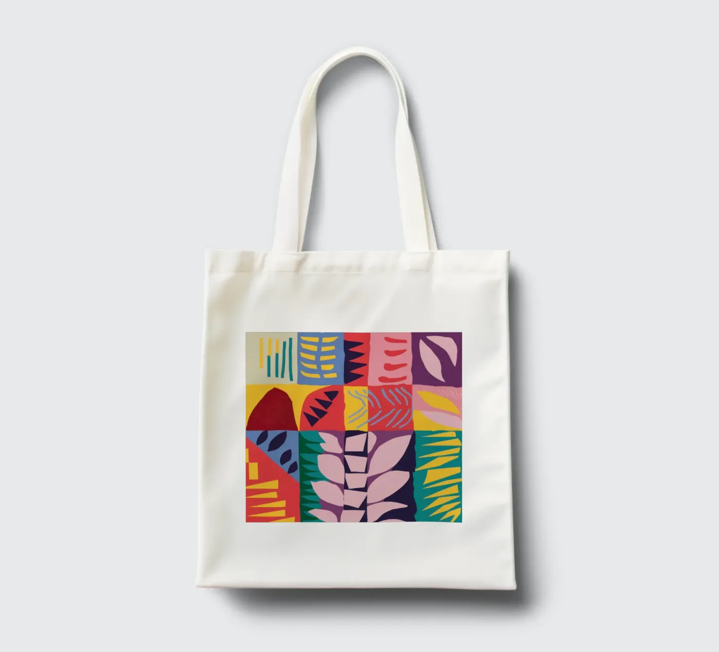 Patchwork Pattern Grid borsa in juta da Obs Canvas