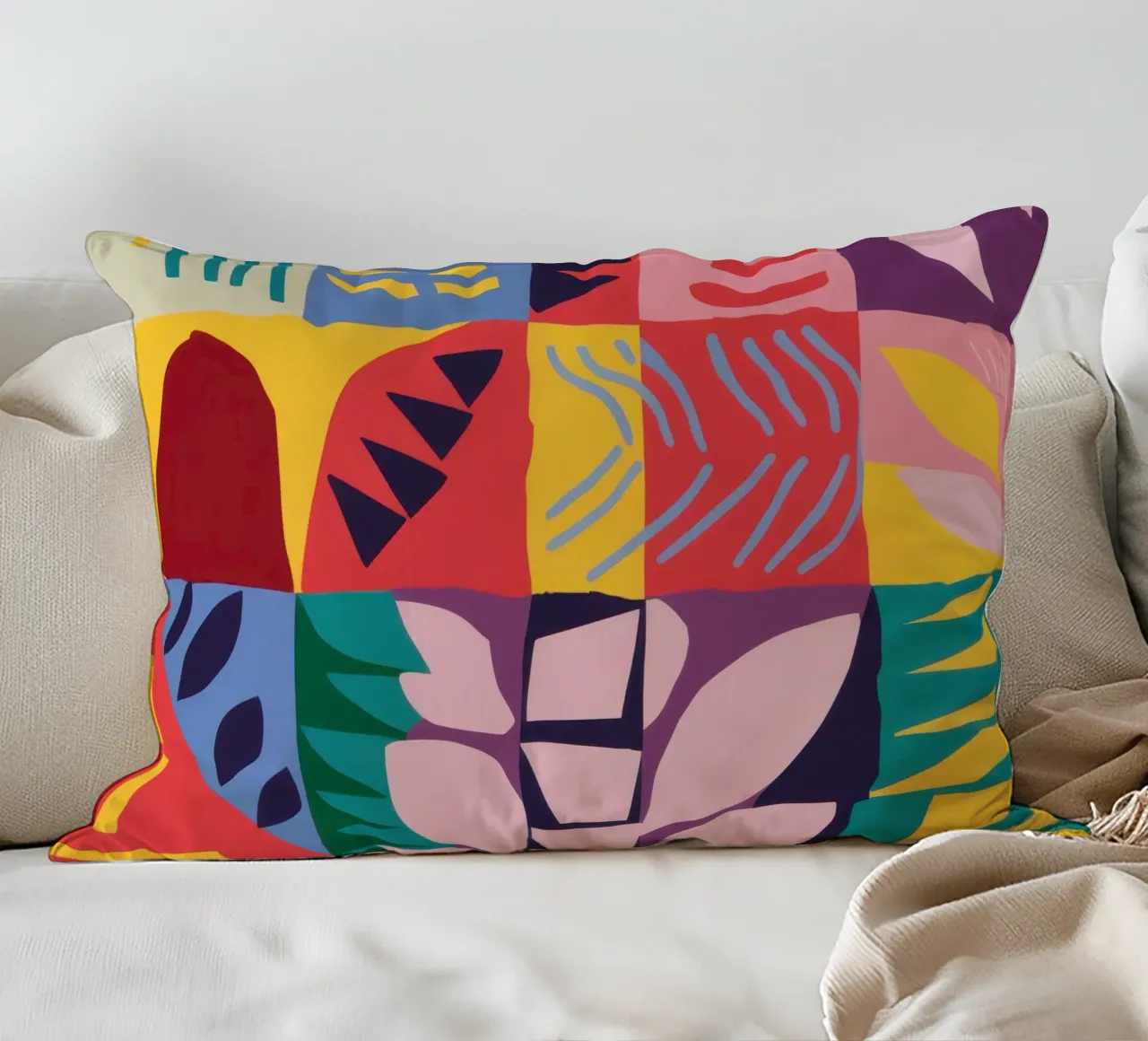 Patchwork Pattern Grid decorative cushion by Obs Canvas