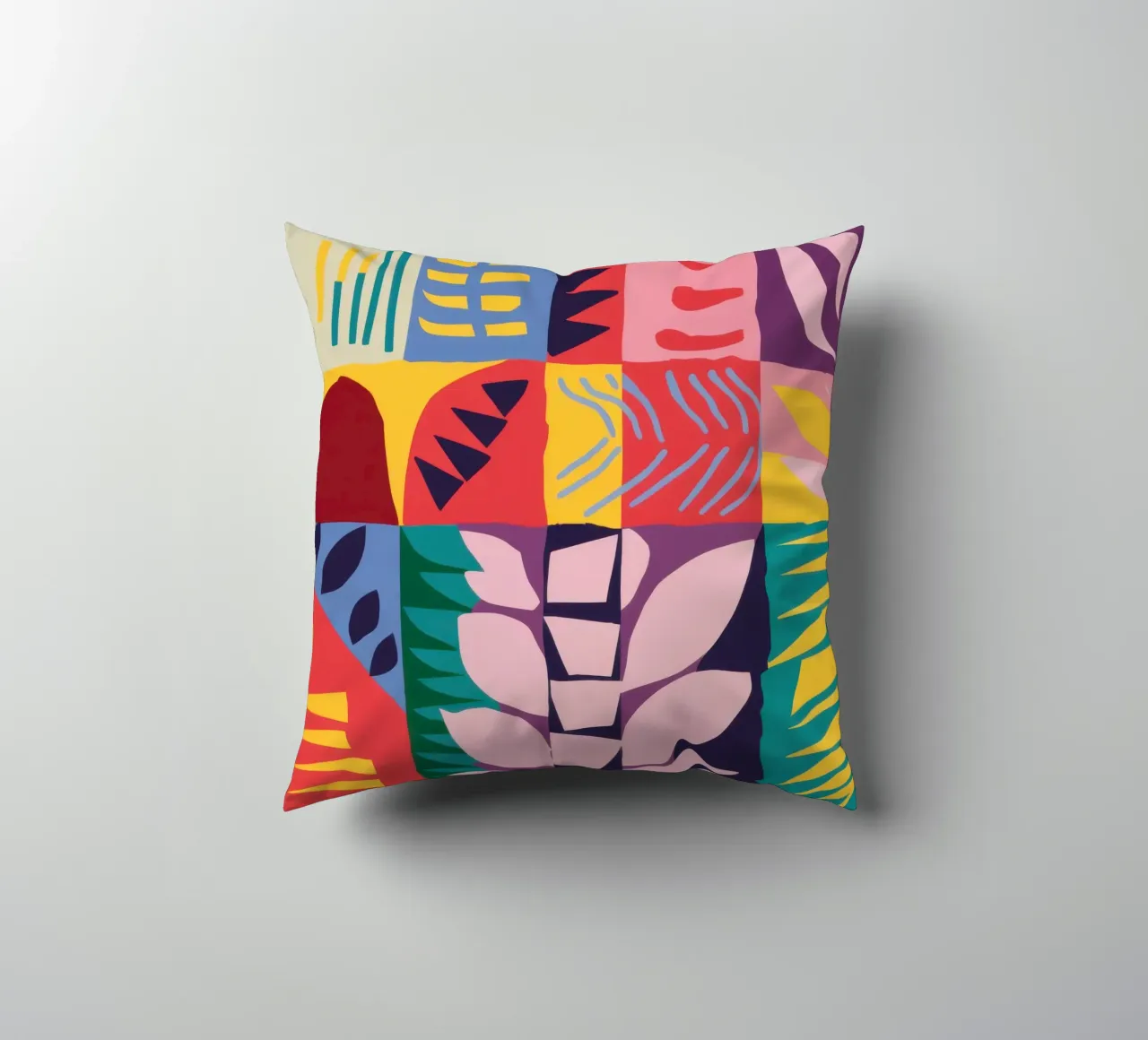 Patchwork Pattern Grid decorative cushion by Obs Canvas