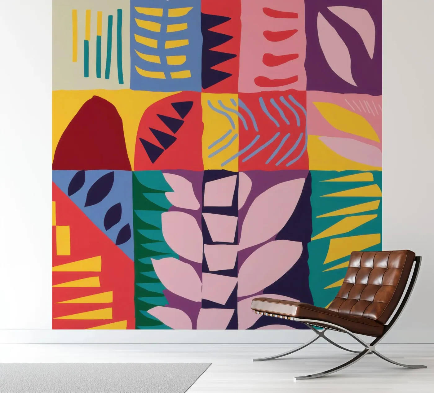 Patchwork Pattern Grid carta da parati fotografica da Obs Canvas