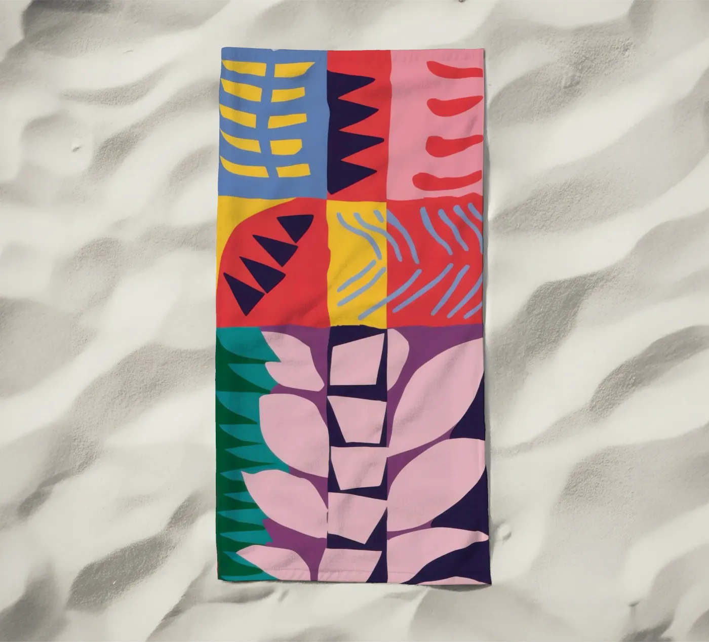Patchwork Pattern Grid beach towel by Obs Canvas