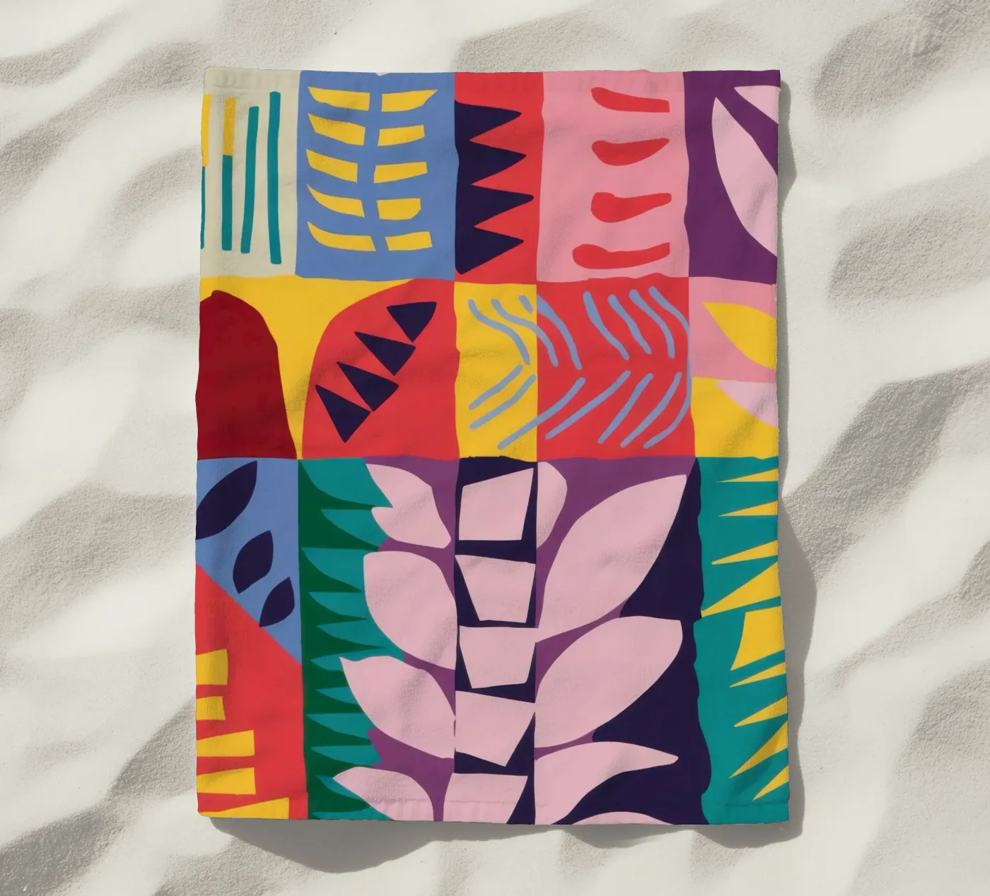 Patchwork Pattern Grid beach towel by Obs Canvas