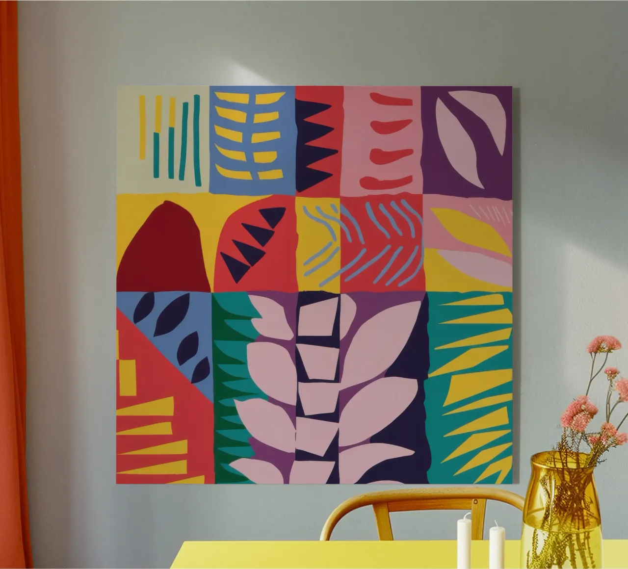 Patchwork Pattern Grid metacrilato de Obs Canvas