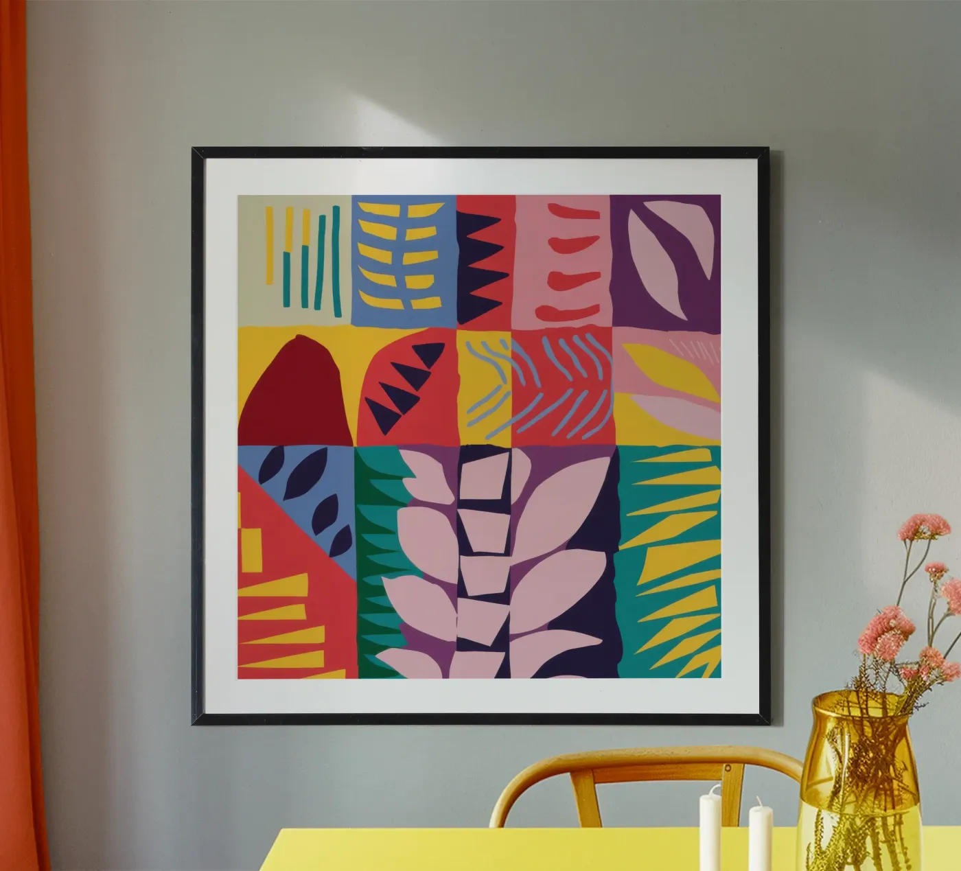 Patchwork Pattern Grid poster da Obs Canvas