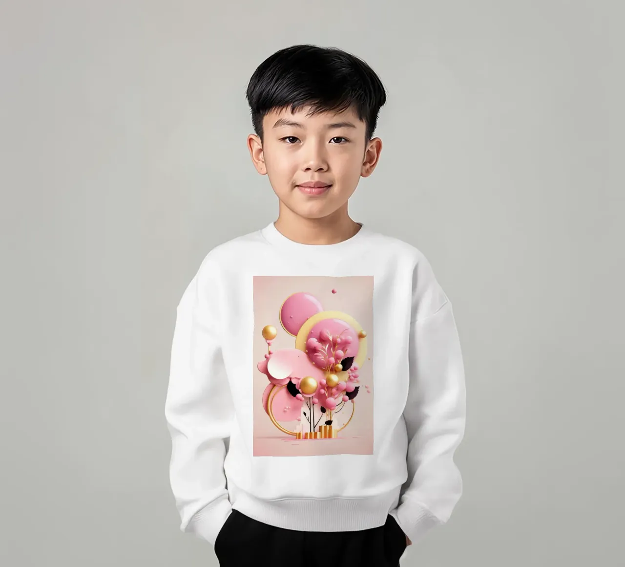 Bubblegum Oro Astratto Floreale 7 felpa bambino da Tameo