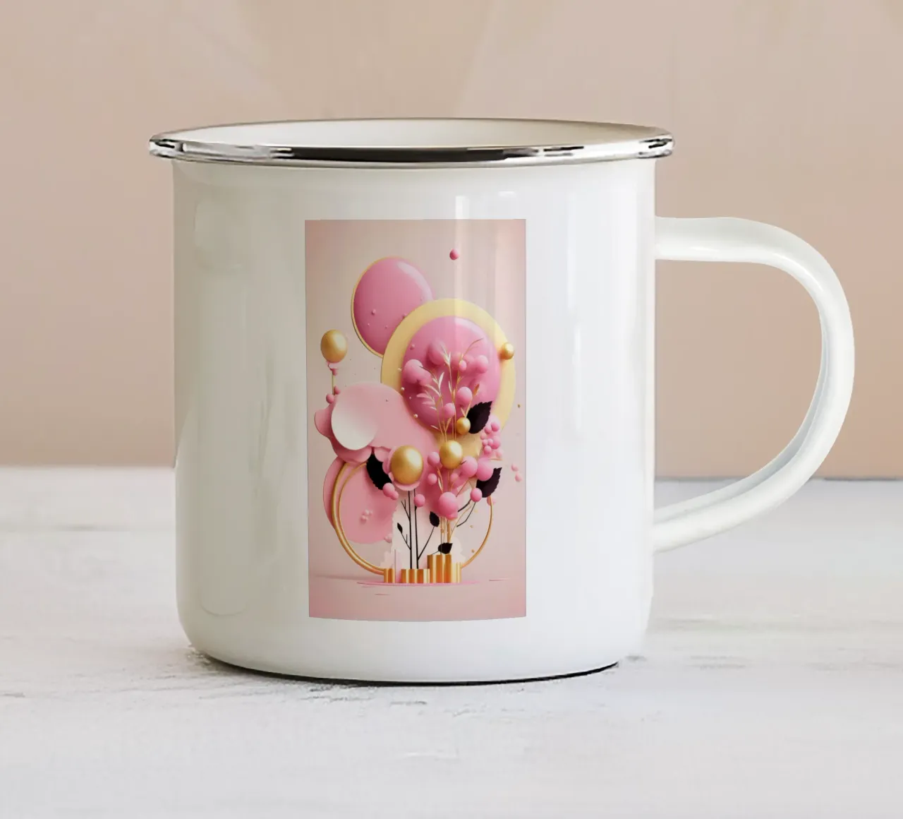 Bubblegum Oro Astratto Floreale 7 tazza in smalto da Tameo