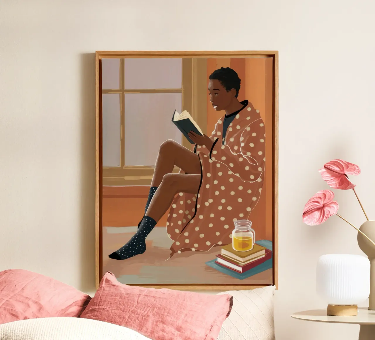 Window Reading Sanctuary canvas with Floater frame by Frosh Pallete