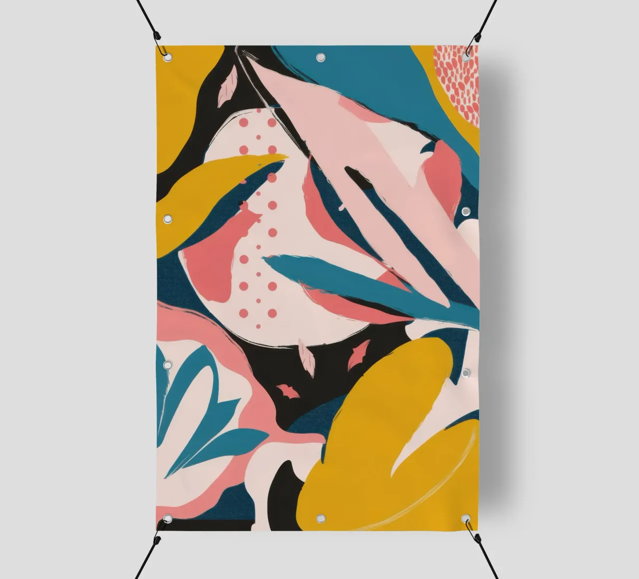 Collage di foglie rosa telo in pvc da Line Fable