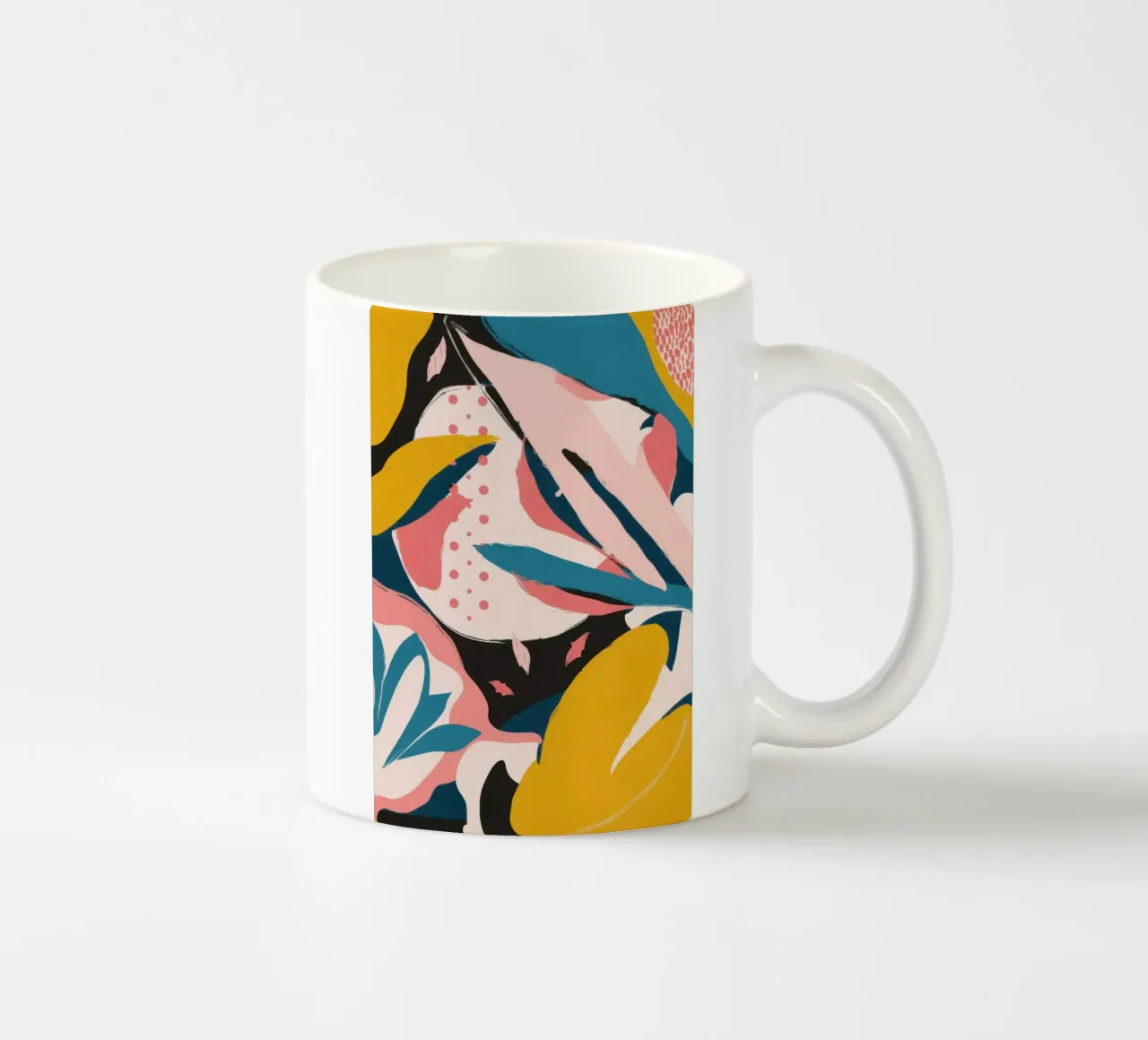 Collage di foglie rosa tazza in ceramica da Line Fable