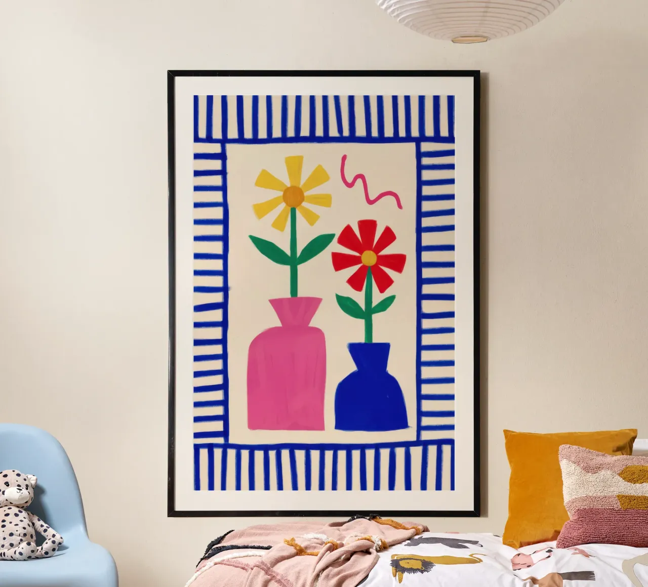 Natura morta di giardino piastrellato poster con telaio in plastica da Thistle Bloom